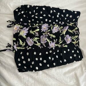 Urban Outfitters Black Floral Mini Skirt